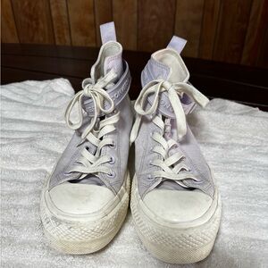 Converse Women's Lavender High-Top Sneakers with utility strap Around ankle